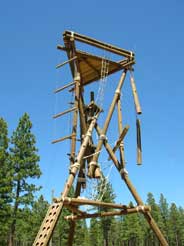 A large wooden structure for climbing on